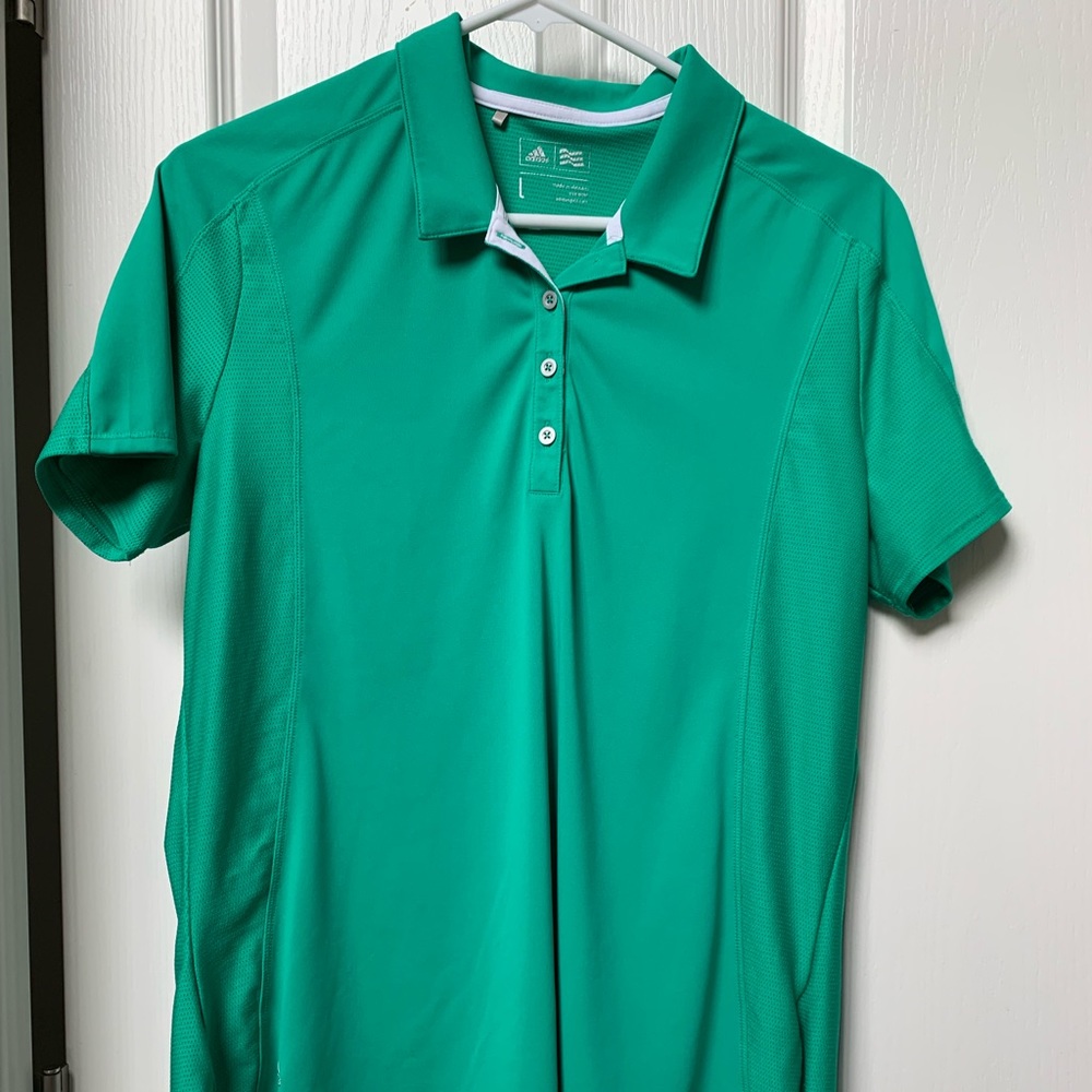 Large green ladies golf shirt. Adidas.